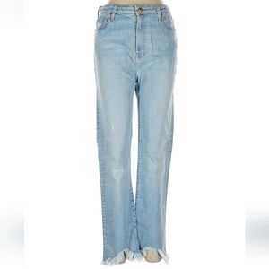 NWT Jonathan Simkhai River High Rise Frayed Straight Leg Jeans, 32, Light Blue